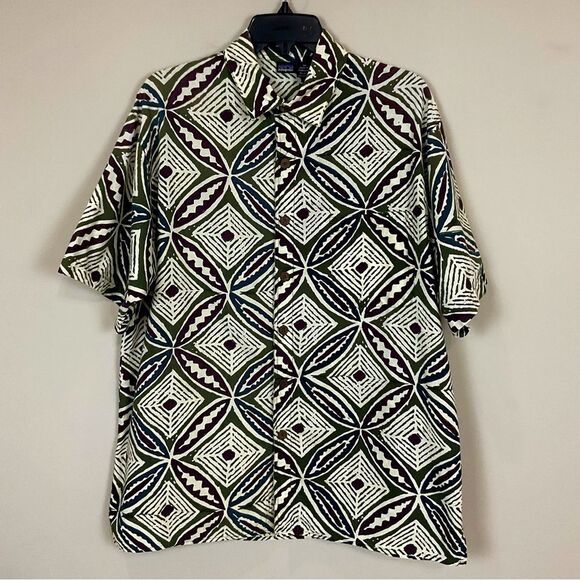 Patagonia Aloha Shirt Short Sleeve Tapas Print Multi-Color Tiki Men's Sz Med - Picture 1 of 8